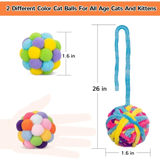 Retro Shaw Wool Cat Toy Balls with Bell and Fuzzy Balls, Interactive Toy for Indoor Cats and Kittens, 6 Pack Retro Shaw Wool Cat Toy Balls with Bell and Fuzzy Balls, Interactive Toy for Indoor Cats and Kittens, 6 Pack