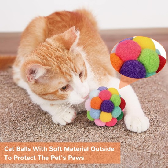 Retro Shaw Wool Cat Toy Balls with Bell and Fuzzy Balls, Interactive Toy for Indoor Cats and Kittens, 6 Pack Retro Shaw Wool Cat Toy Balls with Bell and Fuzzy Balls, Interactive Toy for Indoor Cats and Kittens, 6 Pack