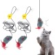 SDFLKAE Pack of 2 Cat Toy Mouse Self-Employment Hanging Door Frame Elastic Mouse with Squeaky Sound, No Batteries Required, Interactive Cat Toy with Feather Tail