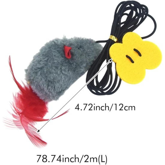 SDFLKAE Pack of 2 Cat Toy Mouse Self-Employment Hanging Door Frame Elastic Mouse with Squeaky Sound, No Batteries Required, Interactive Cat Toy with Feather Tail SDFLKAE Pack of 2 Cat Toy Mouse Self-Employment Hanging Door Frame Elastic Mouse with Squeaky Sound, No Batteries Required, Interactive Cat Toy with Feather Tail