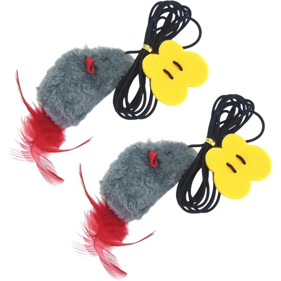 SDFLKAE Pack of 2 Cat Toy Mouse Self-Employment Hanging Door Frame Elastic Mouse with Squeaky Sound, No Batteries Required, Interactive Cat Toy with Feather Tail SDFLKAE Pack of 2 Cat Toy Mouse Self-Employment Hanging Door Frame Elastic Mouse with Squeaky Sound, No Batteries Required, Interactive Cat Toy with Feather Tail