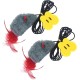 SDFLKAE Pack of 2 Cat Toy Mouse Self-Employment Hanging Door Frame Elastic Mouse with Squeaky Sound, No Batteries Required, Interactive Cat Toy with Feather Tail