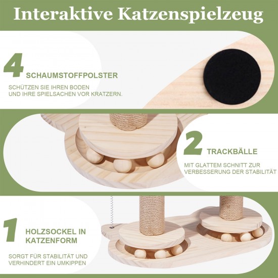 Scratching Posts for Cats, Novelfun Cat Toy Wooden Base Toy Cat Tree with Feathers and Perch for Small and Medium Adult Cats Scratching Posts for Cats, Novelfun Cat Toy Wooden Base Toy Cat Tree with Feathers and Perch for Small and Medium Adult Cats