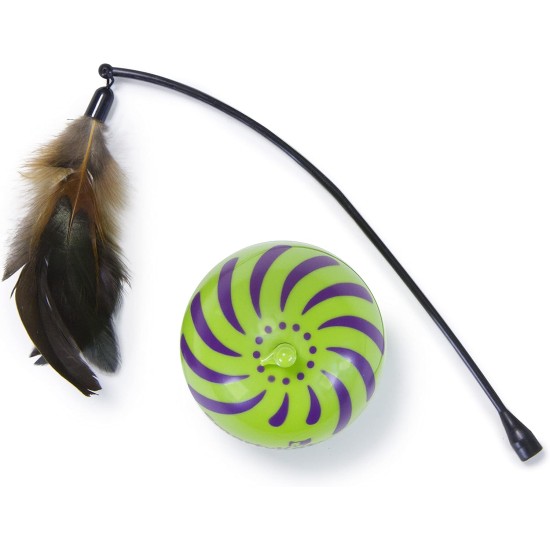 SmartyKat 2 x Electronic Feather Tangle Toy for Cats and Kittens - Includes 2 Extra Wands, Spin, Battery Operated, Fun and Engaging Play, Promotes Training, Green SmartyKat 2 x Electronic Feather Tangle Toy for Cats and Kittens - Includes 2 Extra Wands, Spin, Battery Operated, Fun and Engaging Play, Promotes Training, Green