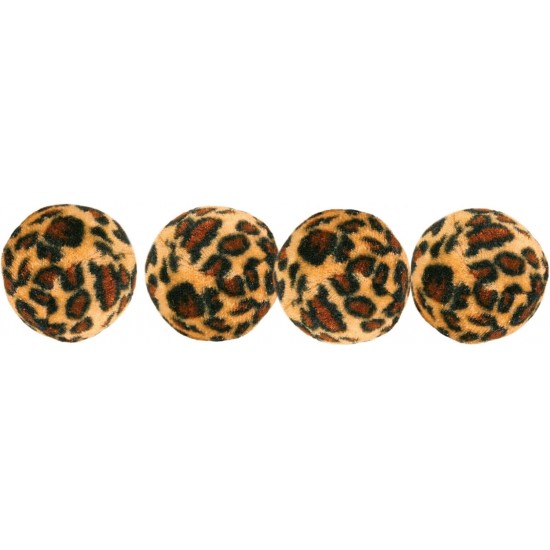 Trixie 4 Toy Balls with Leopard Print, 4 Centimetre Trixie 4 Toy Balls with Leopard Print, 4 Centimetre