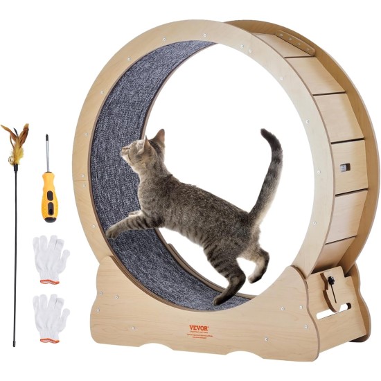 VEVOR Cat Running Wheel, Large Cat Treadmill for Domestic Cats, 91 cm Cat Running Wheel with Removable Carpet and Cat Fishing Rod for Running/Walking/Exercising, Suitable for Most Cats up to 6 kg VEVOR Cat Running Wheel, Large Cat Treadmill for Domestic Cats, 91 cm Cat Running Wheel with Removable Carpet and Cat Fishing Rod for Running/Walking/Exercising, Suitable for Most Cats up to 6 kg