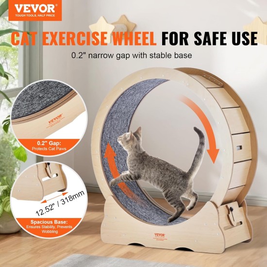 VEVOR Cat Running Wheel, Large Cat Treadmill for Domestic Cats, 91 cm Cat Running Wheel with Removable Carpet and Cat Fishing Rod for Running/Walking/Exercising, Suitable for Most Cats up to 6 kg VEVOR Cat Running Wheel, Large Cat Treadmill for Domestic Cats, 91 cm Cat Running Wheel with Removable Carpet and Cat Fishing Rod for Running/Walking/Exercising, Suitable for Most Cats up to 6 kg
