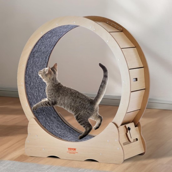 VEVOR Cat Running Wheel, Large Cat Treadmill for Domestic Cats, 91 cm Cat Running Wheel with Removable Carpet and Cat Fishing Rod for Running/Walking/Exercising, Suitable for Most Cats up to 6 kg VEVOR Cat Running Wheel, Large Cat Treadmill for Domestic Cats, 91 cm Cat Running Wheel with Removable Carpet and Cat Fishing Rod for Running/Walking/Exercising, Suitable for Most Cats up to 6 kg