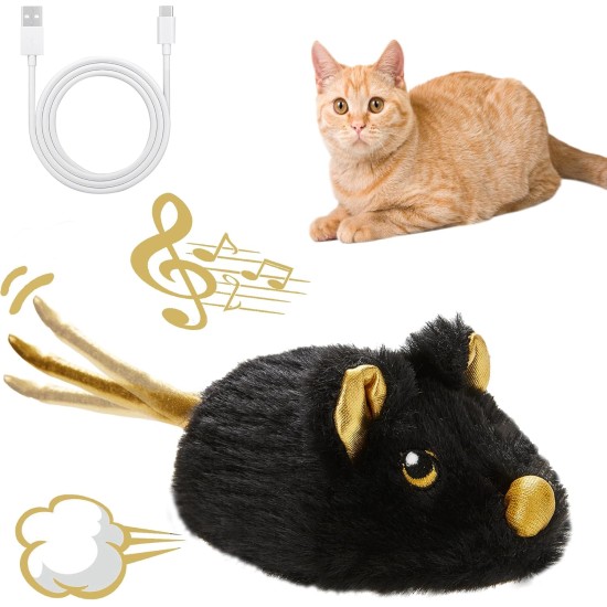 Vealind Cat Toy Electric Toy Mouse Cat Toy Mice Toy for Cat with Moving USB Rechargeable Interactive Toy Mouse (Black) Vealind Cat Toy Electric Toy Mouse Cat Toy Mice Toy for Cat with Moving USB Rechargeable Interactive Toy Mouse (Black)