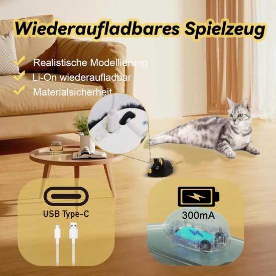 Vealind Cat Toy Electric Toy Mouse Cat Toy Mice Toy for Cat with Moving USB Rechargeable Interactive Toy Mouse (Black) Vealind Cat Toy Electric Toy Mouse Cat Toy Mice Toy for Cat with Moving USB Rechargeable Interactive Toy Mouse (Black)
