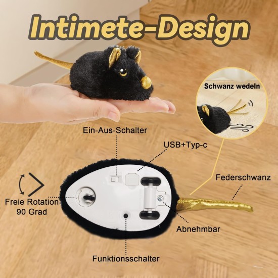 Vealind Cat Toy Electric Toy Mouse Cat Toy Mice Toy for Cat with Moving USB Rechargeable Interactive Toy Mouse (Black) Vealind Cat Toy Electric Toy Mouse Cat Toy Mice Toy for Cat with Moving USB Rechargeable Interactive Toy Mouse (Black)