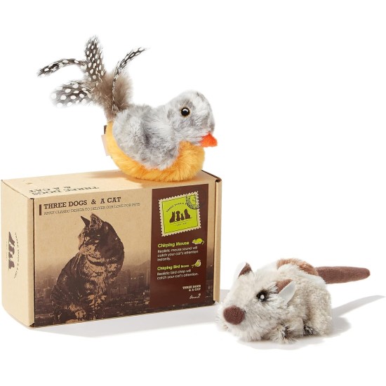 Vealind Electronic Toy for Cats Interactive Cat Toy Bird Mouse with Sound Pack of 2 Vealind Electronic Toy for Cats Interactive Cat Toy Bird Mouse with Sound Pack of 2