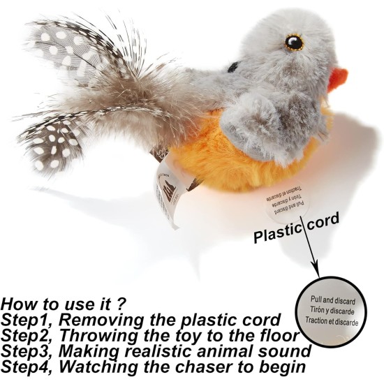 Vealind Electronic Toy for Cats Interactive Cat Toy Bird Mouse with Sound Pack of 2 Vealind Electronic Toy for Cats Interactive Cat Toy Bird Mouse with Sound Pack of 2