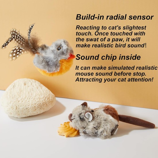 Vealind Electronic Toy for Cats Interactive Cat Toy Bird Mouse with Sound Pack of 2 Vealind Electronic Toy for Cats Interactive Cat Toy Bird Mouse with Sound Pack of 2