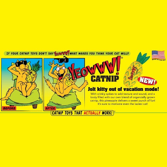 YEOWWW! Pineapple Catnip Toy for Cats, Yellow, 7 Inch, Fits All Breed Sizes YEOWWW! Pineapple Catnip Toy for Cats, Yellow, 7 Inch, Fits All Breed Sizes