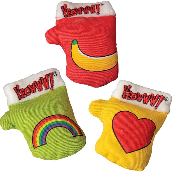 Yeowww! 3 Pcs Kitten Mittens Catnip Toy for Cats, 3 Pack Organic Catnip, Multicolor Cat Toy Yeowww! 3 Pcs Kitten Mittens Catnip Toy for Cats, 3 Pack Organic Catnip, Multicolor Cat Toy