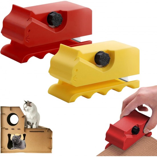 Zimoer 3D Gedruckter Kartonschneider – Cardboard Cutter für Katzenkratzer, DIY Werkzeug mit 2 Farben (Rot & Gelb), PLA Material, 9.9 * 4,8 * 5.2cm – Ideal für Katzenliebhaber Zimoer 3D Gedruckter Kartonschneider – Cardboard Cutter für Katzenkratzer, DIY Werkzeug mit 2 Farben (Rot & Gelb), PLA Material, 9.9 * 4,8 * 5.2cm – Ideal für Katzenliebhaber