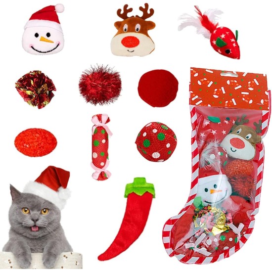 septillar Cat Toy, Pack of 10 Christmas Cat Toy Set, Interactive Pet Cat Mouse Chewing Plush Toy septillar Cat Toy, Pack of 10 Christmas Cat Toy Set, Interactive Pet Cat Mouse Chewing Plush Toy