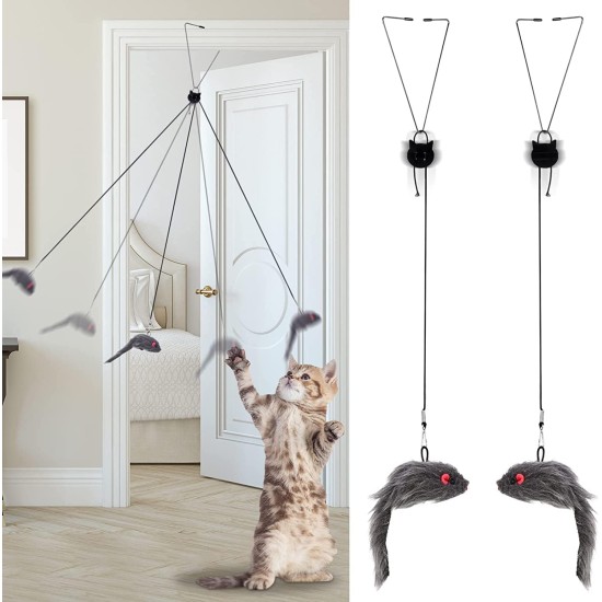 tao pipe Pack of 2 Cat Toys Self-Employment Hanging Frame Cat Toy with Elastic Mouse, Interactive Dancer Cat Toy Mice for Cat Run and Boredom Interactive tao pipe Pack of 2 Cat Toys Self-Employment Hanging Frame Cat Toy with Elastic Mouse, Interactive Dancer Cat Toy Mice for Cat Run and Boredom Interactive