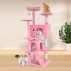 Cat Scratching Post Activity Scratching Posts Cat Tower Height 139cm Play Tower for Cats with 2 Caves, 3 Platforms, 2 Sisal Balls, Climbing Tree, Multiple Levels, Ideal for 3-4 Cats, Pink Cat Scratching Post Activity Scratching Posts Cat Tower Height 139cm Play Tower for Cats with 2 Caves, 3 Platforms, 2 Sisal Balls, Climbing Tree, Multiple Levels, Ideal for 3-4 Cats, Pink