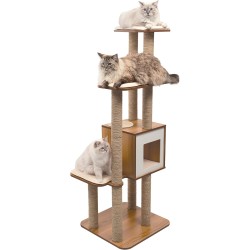Catit VESPER Cat Furniture High Base XL Walnut Cube Cave with 3 Platforms Catit VESPER Cat Furniture High Base XL Walnut Cube Cave with 3 Platforms