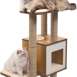 Catit VESPER Cat Furniture High Base XL Walnut Cube Cave with 3 Platforms Catit VESPER Cat Furniture High Base XL Walnut Cube Cave with 3 Platforms