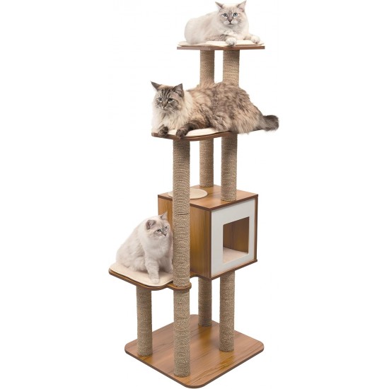 Catit VESPER Cat Furniture High Base XL Walnut Cube Cave with 3 Platforms Catit VESPER Cat Furniture High Base XL Walnut Cube Cave with 3 Platforms