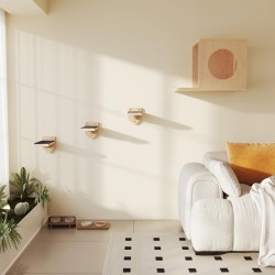Climbing Wall Cats, Wooden Cat Wall Furniture with Cat House, Cat Tree with 3 Steps, Hammock, Wall Furniture for Kittens Climbing Wall Cats, Wooden Cat Wall Furniture with Cat House, Cat Tree with 3 Steps, Hammock, Wall Furniture for Kittens