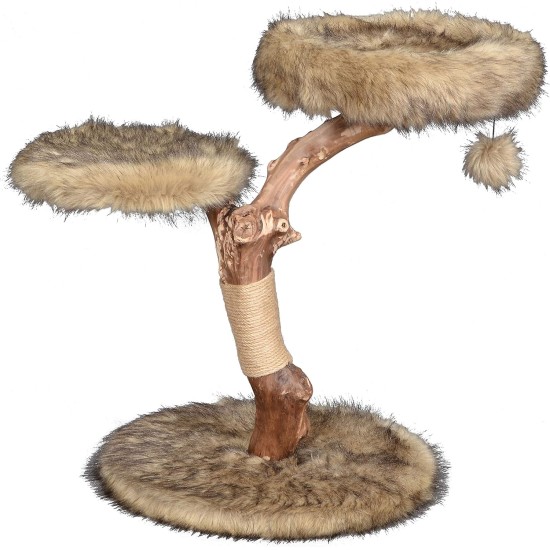Designer Scratching Tree Post with Natural Trunks and Play Balls, Cat Furniture with Jute Scratching Posts and Plush Lying Areas Designer Scratching Tree Post with Natural Trunks and Play Balls, Cat Furniture with Jute Scratching Posts and Plush Lying Areas
