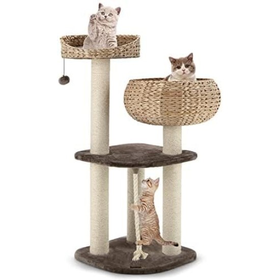 FANTASK Cat Scratching Post with Beds, Cat Scratching Post, Activity Tree, Climbing Tree, Cat House FANTASK Cat Scratching Post with Beds, Cat Scratching Post, Activity Tree, Climbing Tree, Cat House