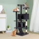 FDW Cat Scratching Tree, Height 139 cm, Play Tower for Cats with 2 Caves, 3 Platforms, 2 Sisal Balls, Climbing Tree, Multiple Levels, Ideal for 3-4 Cats, Dark Grey FDW Cat Scratching Tree, Height 139 cm, Play Tower for Cats with 2 Caves, 3 Platforms, 2 Sisal Balls, Climbing Tree, Multiple Levels, Ideal for 3-4 Cats, Dark Grey