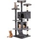 FDW Cat Scratching Tree, Height 139 cm, Play Tower for Cats with 2 Caves, 3 Platforms, 2 Sisal Balls, Climbing Tree, Multiple Levels, Ideal for 3-4 Cats, Dark Grey FDW Cat Scratching Tree, Height 139 cm, Play Tower for Cats with 2 Caves, 3 Platforms, 2 Sisal Balls, Climbing Tree, Multiple Levels, Ideal for 3-4 Cats, Dark Grey