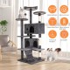 FDW Cat Scratching Tree, Height 139 cm, Play Tower for Cats with 2 Caves, 3 Platforms, 2 Sisal Balls, Climbing Tree, Multiple Levels, Ideal for 3-4 Cats, Dark Grey FDW Cat Scratching Tree, Height 139 cm, Play Tower for Cats with 2 Caves, 3 Platforms, 2 Sisal Balls, Climbing Tree, Multiple Levels, Ideal for 3-4 Cats, Dark Grey