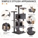 FDW Cat Scratching Tree, Height 139 cm, Play Tower for Cats with 2 Caves, 3 Platforms, 2 Sisal Balls, Climbing Tree, Multiple Levels, Ideal for 3-4 Cats, Dark Grey FDW Cat Scratching Tree, Height 139 cm, Play Tower for Cats with 2 Caves, 3 Platforms, 2 Sisal Balls, Climbing Tree, Multiple Levels, Ideal for 3-4 Cats, Dark Grey