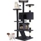 FDW Cat Scratching Tree, Height 139 cm, Play Tower for Cats with 2 Caves, 3 Platforms, 2 Sisal Balls, Climbing Tree, Multiple Levels, Ideal for 3-4 Cats, Dark Grey FDW Cat Scratching Tree, Height 139 cm, Play Tower for Cats with 2 Caves, 3 Platforms, 2 Sisal Balls, Climbing Tree, Multiple Levels, Ideal for 3-4 Cats, Dark Grey