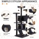 FDW Cat Scratching Tree, Height 139 cm, Play Tower for Cats with 2 Caves, 3 Platforms, 2 Sisal Balls, Climbing Tree, Multiple Levels, Ideal for 3-4 Cats, Dark Grey FDW Cat Scratching Tree, Height 139 cm, Play Tower for Cats with 2 Caves, 3 Platforms, 2 Sisal Balls, Climbing Tree, Multiple Levels, Ideal for 3-4 Cats, Dark Grey