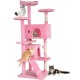 FDW Cat Scratching Tree, Height 139 cm, Play Tower for Cats with 2 Caves, 3 Platforms, 2 Sisal Balls, Climbing Tree, Multiple Levels, Ideal for 3-4 Cats, Grey/Pink FDW Cat Scratching Tree, Height 139 cm, Play Tower for Cats with 2 Caves, 3 Platforms, 2 Sisal Balls, Climbing Tree, Multiple Levels, Ideal for 3-4 Cats, Grey/Pink