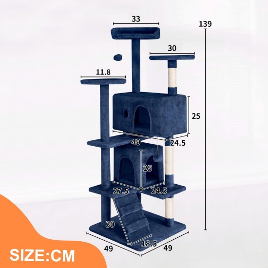 FDW Cat Scratching Tree, Height 139 cm, Play Tower for Cats with 2 Caves, 3 Platforms, 2 Sisal Balls, Climbing Tree, Multiple Levels, Ideal for 3-4 Cats, Grey/Pink FDW Cat Scratching Tree, Height 139 cm, Play Tower for Cats with 2 Caves, 3 Platforms, 2 Sisal Balls, Climbing Tree, Multiple Levels, Ideal for 3-4 Cats, Grey/Pink
