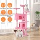 FDW Cat Scratching Tree, Height 139 cm, Play Tower for Cats with 2 Caves, 3 Platforms, 2 Sisal Balls, Climbing Tree, Multiple Levels, Ideal for 3-4 Cats, Grey/Pink FDW Cat Scratching Tree, Height 139 cm, Play Tower for Cats with 2 Caves, 3 Platforms, 2 Sisal Balls, Climbing Tree, Multiple Levels, Ideal for 3-4 Cats, Grey/Pink