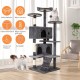 FDW Cat Scratching Tree, Height 139 cm, Play Tower for Cats with 2 Caves, 3 Platforms, 2 Sisal Balls, Climbing Tree, Multiple Levels, Ideal for 3-4 Cats, Grey/Navy FDW Cat Scratching Tree, Height 139 cm, Play Tower for Cats with 2 Caves, 3 Platforms, 2 Sisal Balls, Climbing Tree, Multiple Levels, Ideal for 3-4 Cats, Grey/Navy
