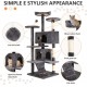 FDW Cat Scratching Tree, Height 139 cm, Play Tower for Cats with 2 Caves, 3 Platforms, 2 Sisal Balls, Climbing Tree, Multiple Levels, Ideal for 3-4 Cats, Grey/Navy FDW Cat Scratching Tree, Height 139 cm, Play Tower for Cats with 2 Caves, 3 Platforms, 2 Sisal Balls, Climbing Tree, Multiple Levels, Ideal for 3-4 Cats, Grey/Navy