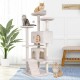 FDW Cat Scratching Tree, Height 139 cm, Play Tower for Cats with 2 Caves, 3 Platforms, 2 Sisal Balls, Climbing Tree, Multiple Levels, Ideal for 3-4 Cats, Grey/Navy FDW Cat Scratching Tree, Height 139 cm, Play Tower for Cats with 2 Caves, 3 Platforms, 2 Sisal Balls, Climbing Tree, Multiple Levels, Ideal for 3-4 Cats, Grey/Navy