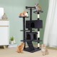 FDW Cat Scratching Tree, Height 139 cm, Play Tower for Cats with 2 Caves, 3 Platforms, 2 Sisal Balls, Climbing Tree, Multiple Levels, Ideal for 3-4 Cats, Grey/Navy FDW Cat Scratching Tree, Height 139 cm, Play Tower for Cats with 2 Caves, 3 Platforms, 2 Sisal Balls, Climbing Tree, Multiple Levels, Ideal for 3-4 Cats, Grey/Navy