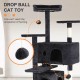 FDW Cat Scratching Tree, Height 139 cm, Play Tower for Cats with 2 Caves, 3 Platforms, 2 Sisal Balls, Climbing Tree, Multiple Levels, Ideal for 3-4 Cats, Grey/Navy FDW Cat Scratching Tree, Height 139 cm, Play Tower for Cats with 2 Caves, 3 Platforms, 2 Sisal Balls, Climbing Tree, Multiple Levels, Ideal for 3-4 Cats, Grey/Navy