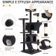 FDW Cat Scratching Tree, Height 139 cm, Play Tower for Cats with 2 Caves, 3 Platforms, 2 Sisal Balls, Climbing Tree, Multiple Levels, Ideal for 3-4 Cats, Grey/Navy FDW Cat Scratching Tree, Height 139 cm, Play Tower for Cats with 2 Caves, 3 Platforms, 2 Sisal Balls, Climbing Tree, Multiple Levels, Ideal for 3-4 Cats, Grey/Navy