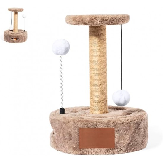 FOR ADVENTUR Small Cat Playground Scratching Post with 2 Balls Soft Lining MDF/Polyester 37 x 26 x 36 cm FOR ADVENTUR Small Cat Playground Scratching Post with 2 Balls Soft Lining MDF/Polyester 37 x 26 x 36 cm