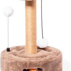FOR ADVENTUR Small Cat Playground Scratching Post with 2 Balls Soft Lining MDF/Polyester 37 x 26 x 36 cm FOR ADVENTUR Small Cat Playground Scratching Post with 2 Balls Soft Lining MDF/Polyester 37 x 26 x 36 cm