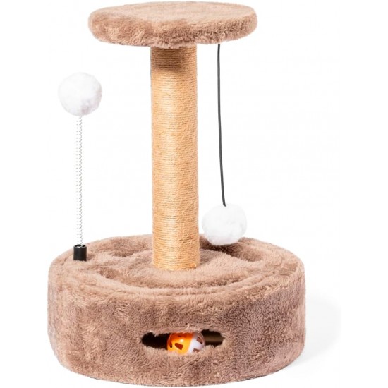 FOR ADVENTUR Small Cat Playground Scratching Post with 2 Balls Soft Lining MDF/Polyester 37 x 26 x 36 cm FOR ADVENTUR Small Cat Playground Scratching Post with 2 Balls Soft Lining MDF/Polyester 37 x 26 x 36 cm