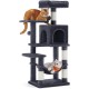 Feandrea Cat Scratching Post, 112cm High, Multi Level Cat Tree with 4 Scratching Posts, 2 Platforms, Hammock, Cave, Smoke Grey, PCT261G01 Feandrea Cat Scratching Post, 112cm High, Multi Level Cat Tree with 4 Scratching Posts, 2 Platforms, Hammock, Cave, Smoke Grey, PCT261G01