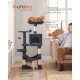 Feandrea Cat Scratching Post, 112cm High, Multi Level Cat Tree with 4 Scratching Posts, 2 Platforms, Hammock, Cave, Smoke Grey, PCT261G01 Feandrea Cat Scratching Post, 112cm High, Multi Level Cat Tree with 4 Scratching Posts, 2 Platforms, Hammock, Cave, Smoke Grey, PCT261G01